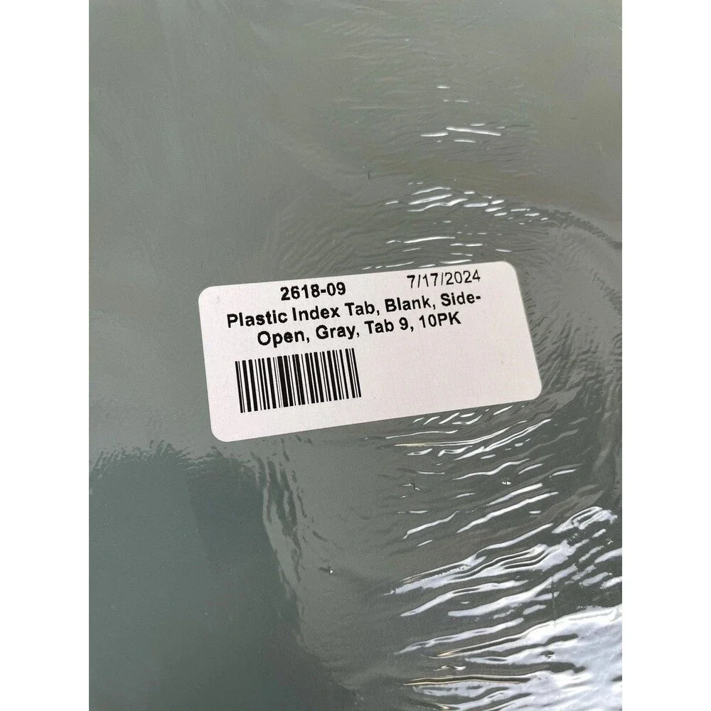 Carstens 2618-09 Heavy Duty Plastic Index Tab Gray Side Tab 9 Position 10 PK